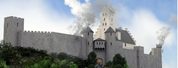 In der Rekonstruktion sieht man die ehemaligen Ausmaße der Burg Niederhaus. In der Rekonstruktion sieht man die ehemaligen Ausmaße der Burg Niederhaus.