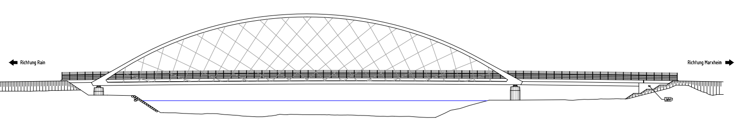 Entwurf der neuen Donaubrücke bei Marxheim. Entwurf der neuen Donaubrücke bei Marxheim.
